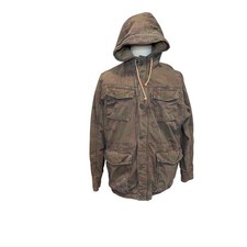 American Eagle Mens Camo Field Jacket Hooded Military Cargo Coat Green Brown L picture