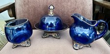 Antique US Glass EAPG  Colorado Jeweled 3 Pc. Table Set 1898 EUC picture