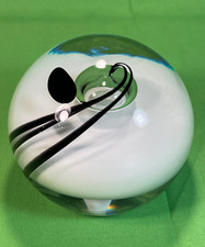 Vintage Klas Tinback Kosta Boda Black White Freeform Paperweight 98254 picture