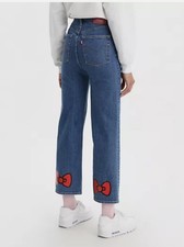 NEW Levi's x Hello Kitty Ribcage Straight Ankle Womens Size 24 L29 45th Anniv picture