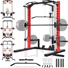 Smith Machine Power Cage 1400 LBS Home Gym LAT Pull-down Power Squat Rack picture