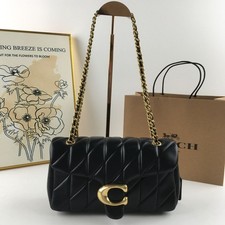 COACH Tabby Shoulder Bag 26 Quilted CP150 Brass / Black Leather Women Outlet New picture