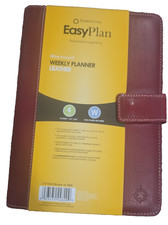Franklin Covey Easy Plan Wire-Bound Weekly Planner Leather Red 5.5