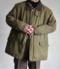 Barbour Corduroy Collar Waxed Jacket Blouson Coat Men Size XL Khaki Genuine picture