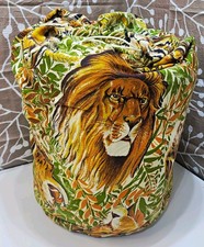 Vintage 1970s Safari Sleeping Bag Lion Tiger Zebra Jungle Print w/ Storage Sack picture
