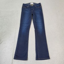 Paige Jeans Womens 27 Blue Denim Manhattan Bootcut Cowgirl Dark Wash Slim Fit picture