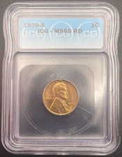 1939-S MS68 RD Lincoln Cent ICG picture