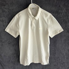 Zara Polo Shirt Men Large Ivory Cream Short Sleeve Logo picture