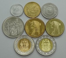 1972-2008 EGYPT, 1 MILLIEME to 1 POUND, LOT OF 8 DIFFERENT COINS FROM MINT ROLLS picture