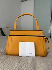 Auth CELINE Edge Small Handbag Yellow Leather - z9133 NWOT picture