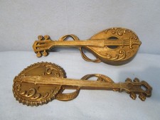 Vintage metal INSTRUMENT WALL HANGING retro midcentury lyre mandolin SEXTON 1976 picture