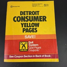 Vintage 1982-83 Detroit Consumer Yellow Pages Bell System Gold Coupons Michigan picture