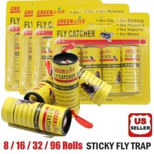 8/16 Rolls Insect Bug Fly Glue Paper Catcher Sticky Flies Trap Ribbon Tape Strip picture