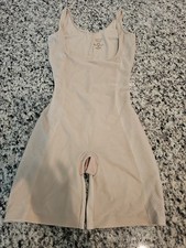 Assets By Spanx Size M Luxe Lean Open Bust Mid-Thigh Bodysuit Shapewear Beige picture
