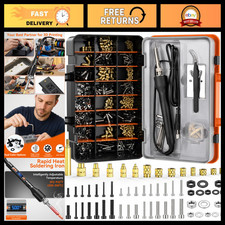 750Pcs Heat Set Inserts Nuts & Bolts M2 M3 M4 M5 M6, Soldering Iron & Tweezer Se picture