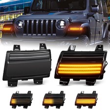 Sequential Smoked For Jeep Wrangler JL 18-23 & Gladiator JT LED Turn Signal Lamp picture