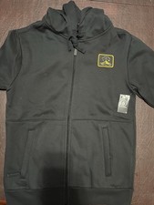 Volcom Men's M Black Full Zip Fleece Hoodie Embroidered Logo Pockets picture