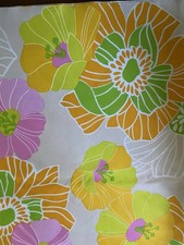 Vintage French Fabrics International Floral Fabric Groovy Mod Retro 3 Yards picture