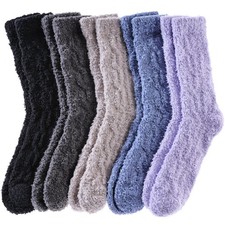 Womens Fuzzy Socks Cozy Fluffy Slipper Soft Winter Warm Home Sleeping Christmas picture