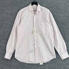 Pal Zileri Dress Shirt Men’s 40 15.75 Pink Dobby Stripe Cotton Italy Made NWT picture