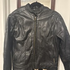 Ladies UNIK Premium Lightweight Black Leather Motorcycle Biker Jacket Size XXL picture