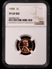 1958 Proof Lincoln Wheat Cent 1c Certified by NGC PF69 RD picture
