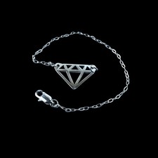 Dainty Silver Geometric Diamond Outline Bracelet – Minimalist Openwork Line Art  picture