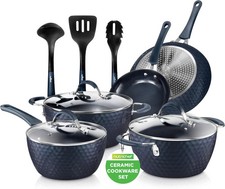 NutriChef NCCW11DS 11 Piece Pots and Pans Set - Diamond Blue picture