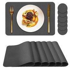 Bacgnyer Placemats Set of 6 Dark Gray with Coasters picture