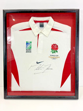 Framed White England 2003 Rugby World Cup Shirt Signed By Martin Johnson						 picture