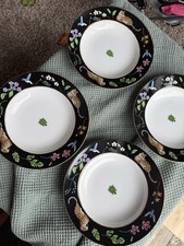 Lynn Chase Designs Jaguar Jungle Porcelain 4pc Dinner Plates 24K Gold Trim picture