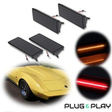 For 74-79 Chevy Corvette C3 Smoke Front Amber Rear Red LED Side Marker Light Kit picture