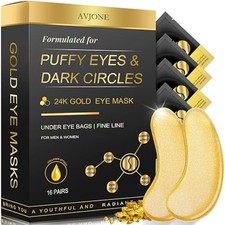 32 Pairs 24K Gold Collagen Eye Masks for Dark Circles and Puffiness Women picture