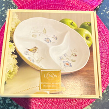 Lenox Butterfly Meadow Divided Dish 3-Section Porcelain Round Boxed picture