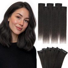 Hairro 6 Pcs Clip-In Short Hair Extensions Remy Real Human Hair Clip-On picture