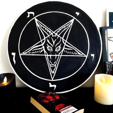 Satanic Altar plaque wood painting Satanism Baphomet Pentagram pentacle Gift picture