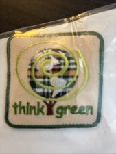 NOS 70s Original Vintage THINK GREEN Patch ECO Iron On picture