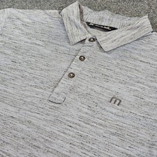 TravisMathew Mens Gray Space Dye Heathered Polo Shirt Large Short Sleeve Golf picture