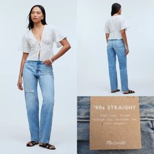 Madewell The '90s Straight Jean in Revoir Wash Size W27 NWT $128 picture