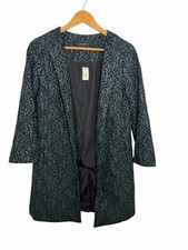 NWT Talbots Emerald Green Black Lace Paisley Open Front Coat Womens Size 2 picture