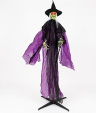 7.2 ft Spooky Halloween Witch Animated Life Size Light Up Eyes Moving Arms Decor picture