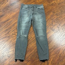 Mother Jeans Womens 32 Gray Looker Ankle Fray High Rise Dagger Distressed 30x26 picture