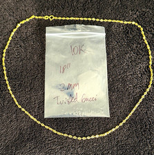 10k Solid Yellow Gold Twisted Chain Necklace 18” Spring Ring Clasp Signed picture