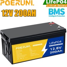 12V 200AH LiFePO4 Lithium Battery Built-in BMS Deep Cycle for Solar RV Off-grid picture