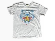 KENZO Women’s Size M White Tiger Graphic T-Shirt Paris Designer Short Sleeve picture