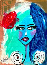 Original COLORFUL Pop Art Nude Study PAINTING 16x23 CB SWARTZMILLER DNA wall COA picture
