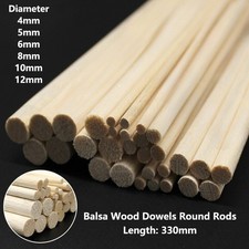4mm-12mm Solid Balsa Wood Dowels Round Rods Aircraft Ship Model DIY Long 330mm picture