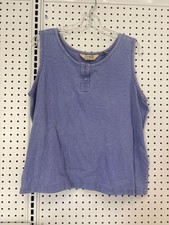 L.L. Bean Womens Blue Sleeveless Textured Cotton Tank Top Size 2X picture
