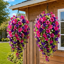 4PCS Artificial Morning Glory Vines UV Resistant Hanging Flowers Outdoor Decor picture