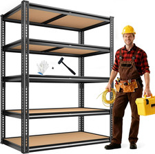 2250LBS Storage Shelves Heavy Duty 5 Tier Garage Storage Shelving, Adjustable Me picture
